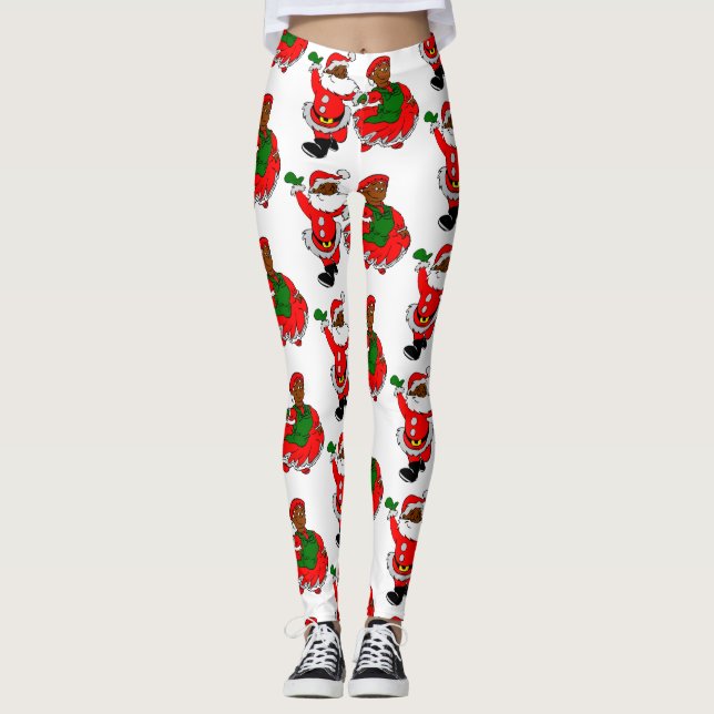 black santa mrs claus leggings (Front)
