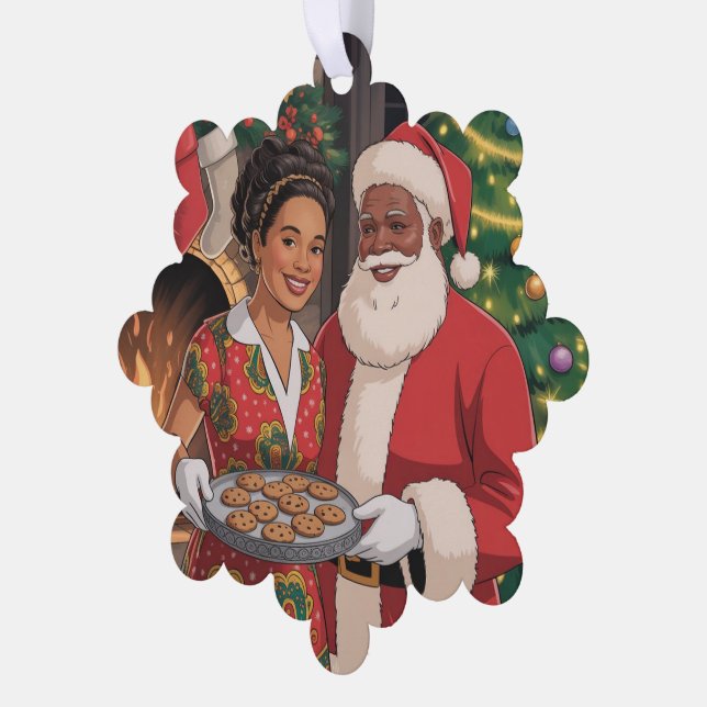Black Santa & Mrs. Claus Ornament Card  (Left)