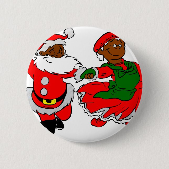 black santa mrs claus pinback button (Front)