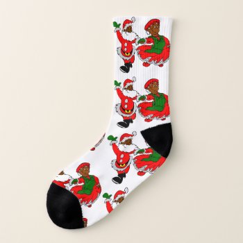 Black Santa Mrs Claus Socks by funnychristmas at Zazzle