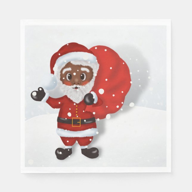 Black Santa Paper Napkins (Front)