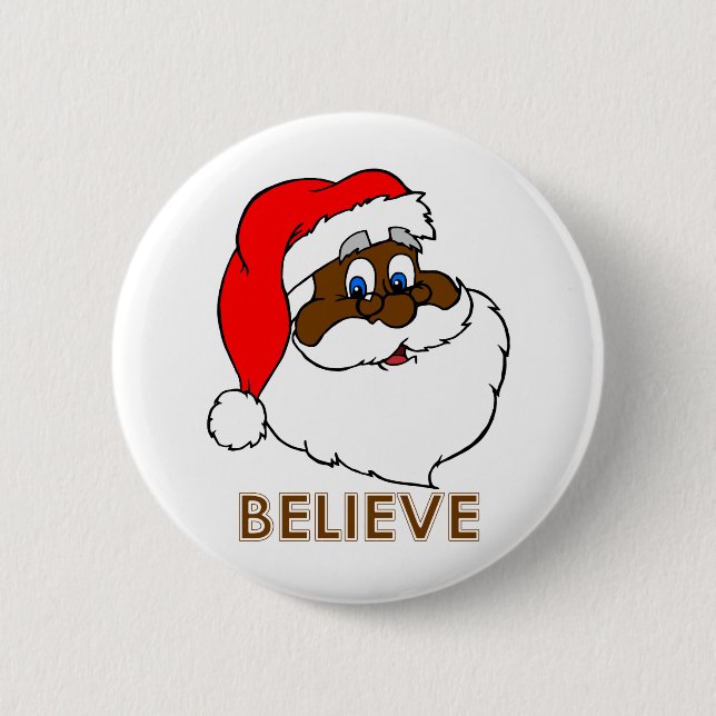 Black Santa Pinback Button (Front)