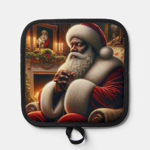Black Santa Pot Holders