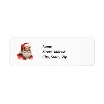 Black Santa Return Address Label by ChristmasBellsRing at Zazzle