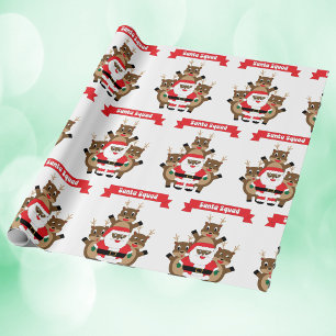 Black Santa Squad Christmas Reindeer Funny Wrapping Paper