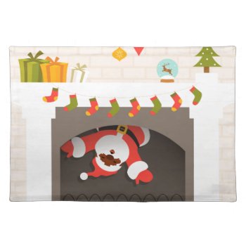 Black Santa Stuck In Fireplace Cloth Placemat by funnychristmas at Zazzle