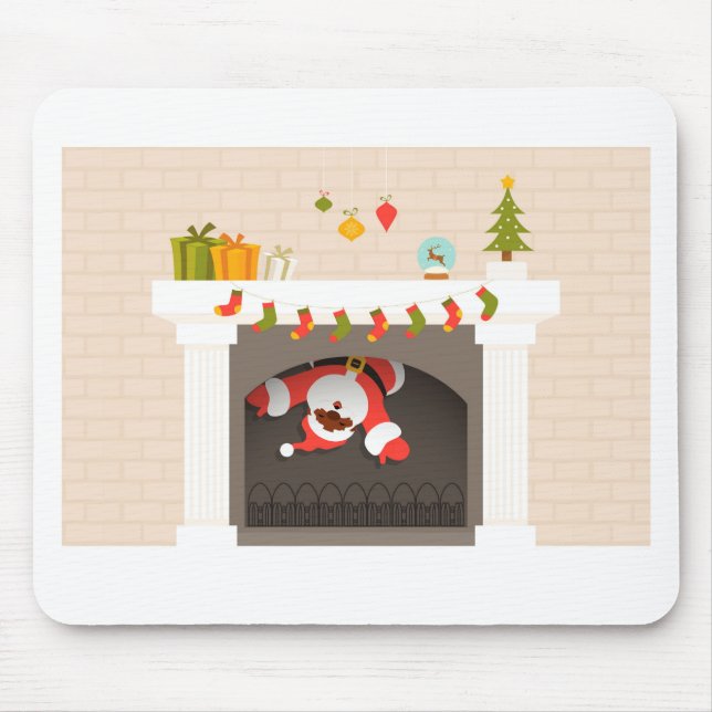black santa stuck in fireplace mouse pad (Front)