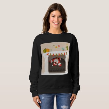 Black Santa Stuck In Fireplace Womens Sweatshirt by funnychristmas at Zazzle