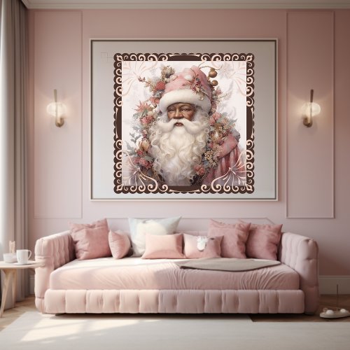 Black Santa Surrounded by Soft Pink Nature Poster