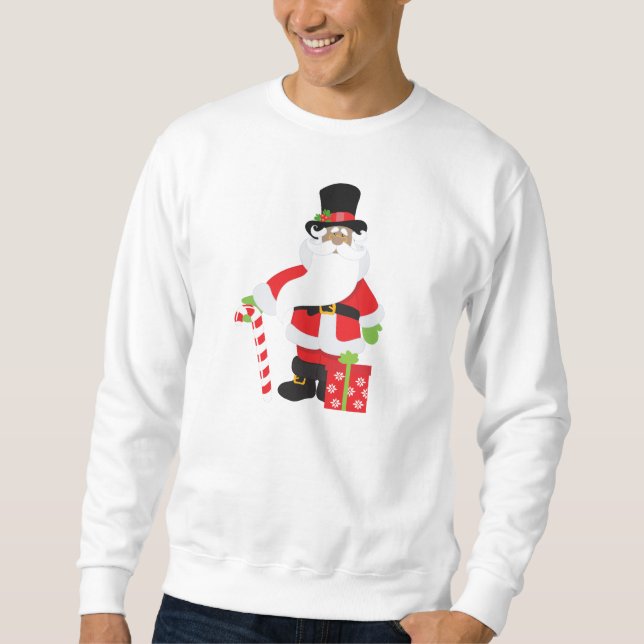 Black Santa Sweatshirt with Christmas Gift (Front)