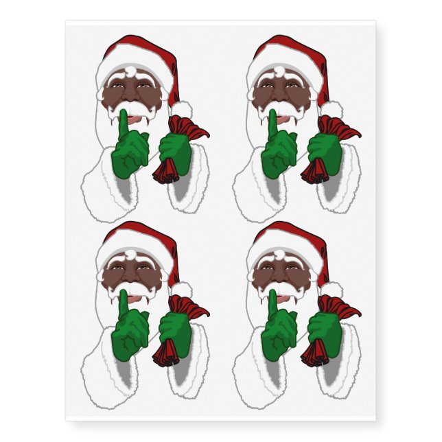 Black Santa Temporary Tattoo Custom Christmas Gift (Front)