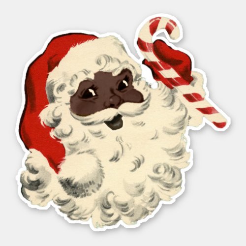 Black Santa with Candy Cane Sticker