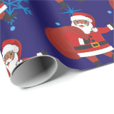 Black Santa Claus Sparkle Aesthetic Christmas Red Wrapping Paper