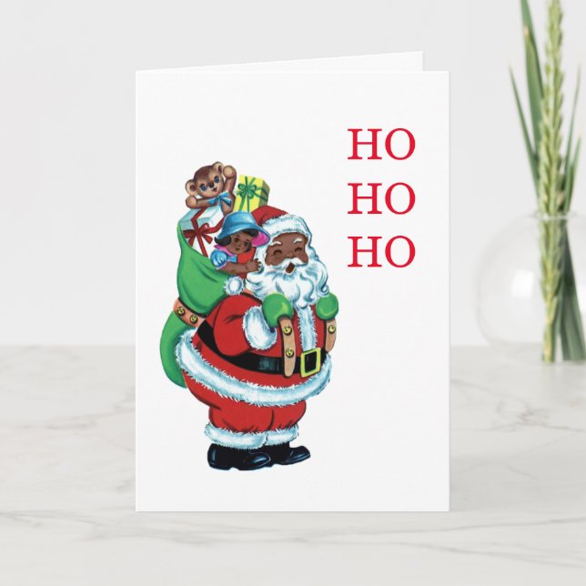 Black Santa with Toys Holiday Card (Front)