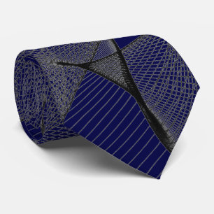 Black Sapphire Blue 000044 & Silver "Spider Web" Neck Tie