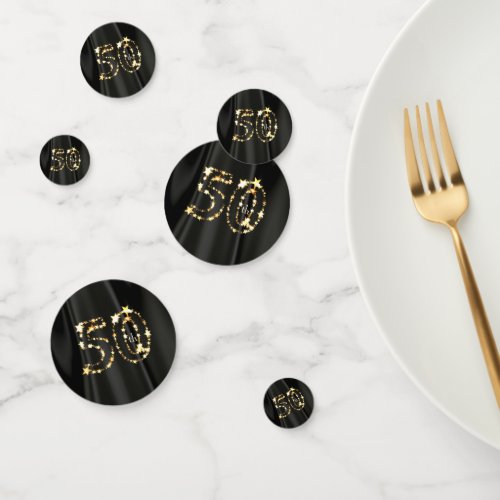 Black Satin And Gold star Numbers Confetti