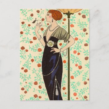 Black Satin And Rose By George Barbier Postcard by FalconsEye at Zazzle