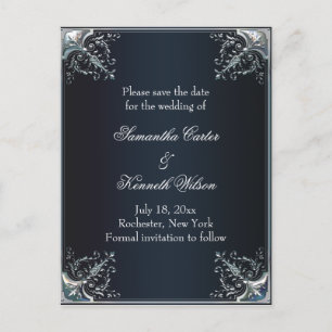 Black Satin Black Tie Wedding Invitations