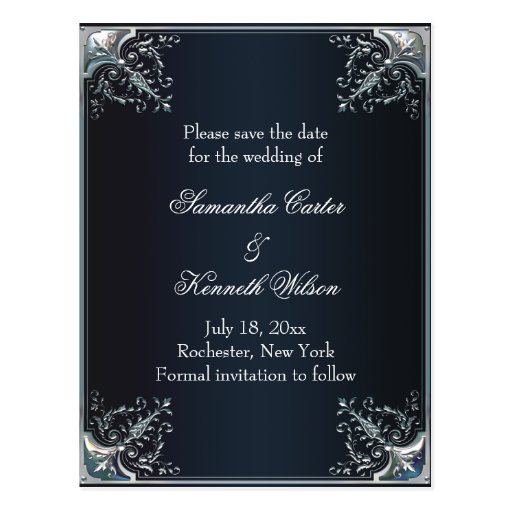 Black Satin Black Tie Wedding Invitations Postcard | Zazzle