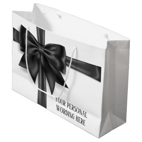 Black satin bow your message large gift bag