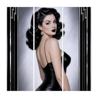 Black Satin Classic Portrait Genevieve Thornecroft Triptych