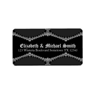 Black Satin Lace Address Stickers Label