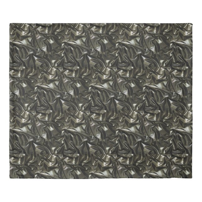 Black satin look elegant king size duvet cover (Front)