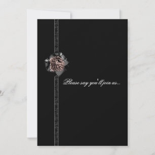 Black Satin Peony Gothic Birthday Invitation