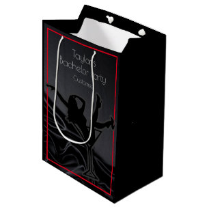 Black Satin Silhouette Bachelor Party Medium Gift Bag