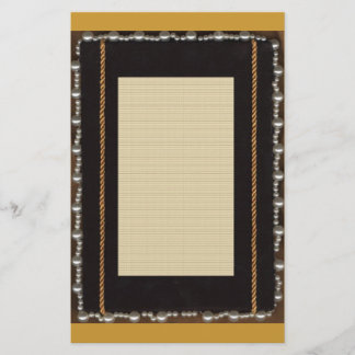 Black Satin Silk Frame With Faux Pearl And Gold Ro Stationery