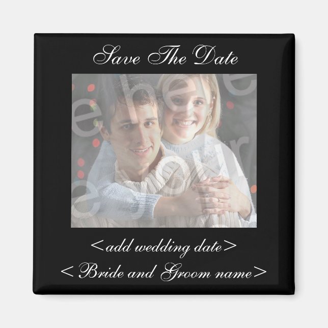 Black Save The Date Photo Magnet (Front)