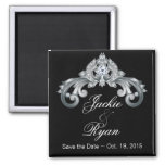 Black Save The Date Wedding Elegant Silver Anniver Magnet at Zazzle