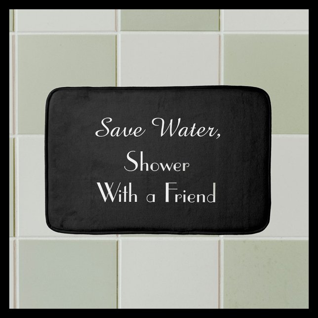 Black Save Water Funny Plush Bath Mat (Creator Uploaded)