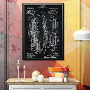 Black Saxophone Patent Poster