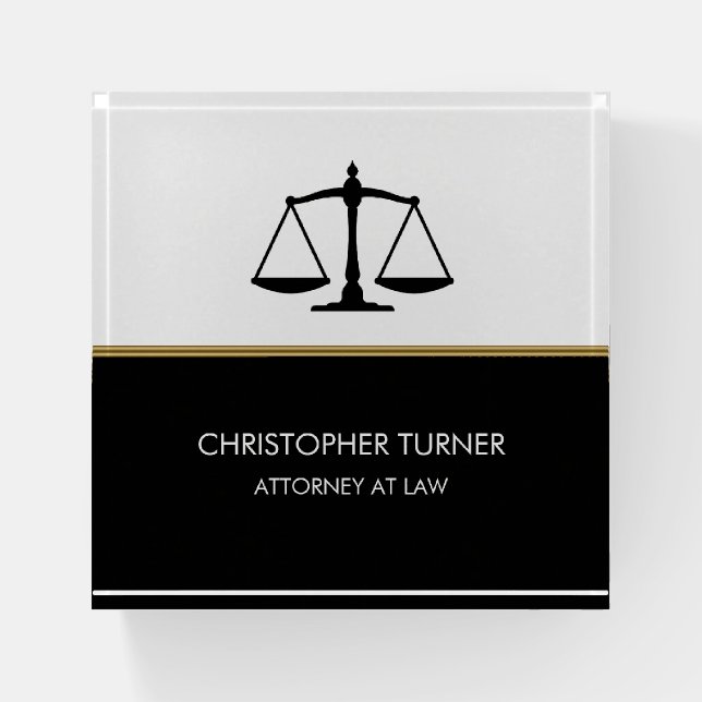 Black Scale of Justice  Paperweight (Front)