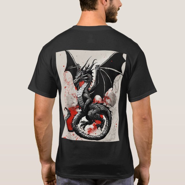 black scaled dragon  T-Shirt (Back)