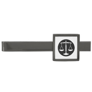 Black Scales of Justice Gunmetal Finish Tie Clip