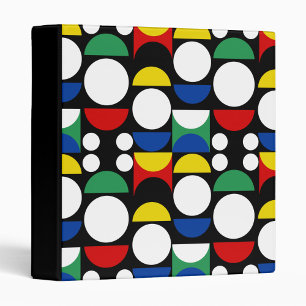Black Scandinavian Bauhaus Mid-Century Pattern 3 Ring Binder