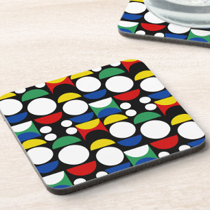 Black Scandinavian Bauhaus Mid-Century Pattern Beverage Coaster