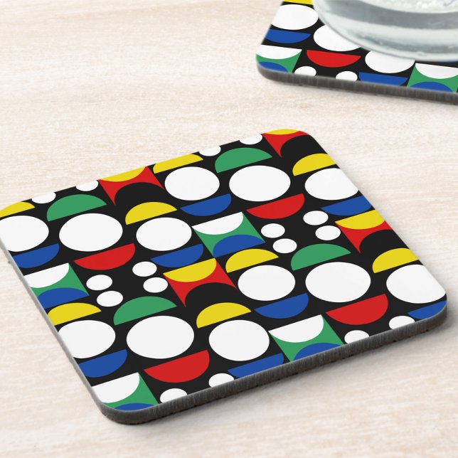 Black Scandinavian Bauhaus Mid-Century Pattern Beverage Coaster (Creator Uploaded)