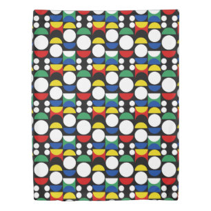 Black Scandinavian Bauhaus Mid-Century Pattern Duvet Cover