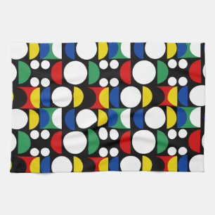Black Scandinavian Bauhaus Mid-Century Pattern Kitchen Towel