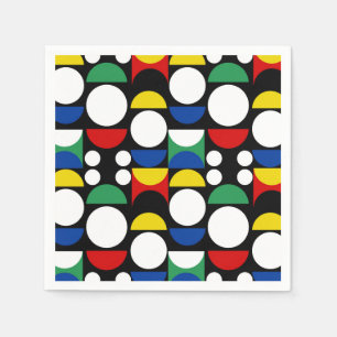 Black Scandinavian Bauhaus Mid-Century Pattern Napkins