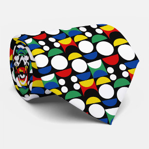 Black Scandinavian Bauhaus Mid-Century Pattern Neck Tie