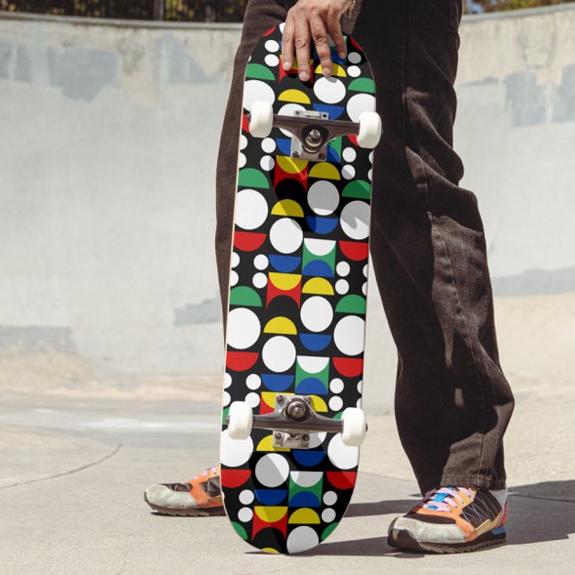 Black Scandinavian Bauhaus Mid-Century Pattern Skateboard (Creator Uploaded)