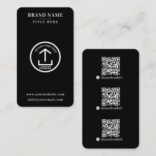 Black Scannable Digital Contact QR Code Logo Business Card