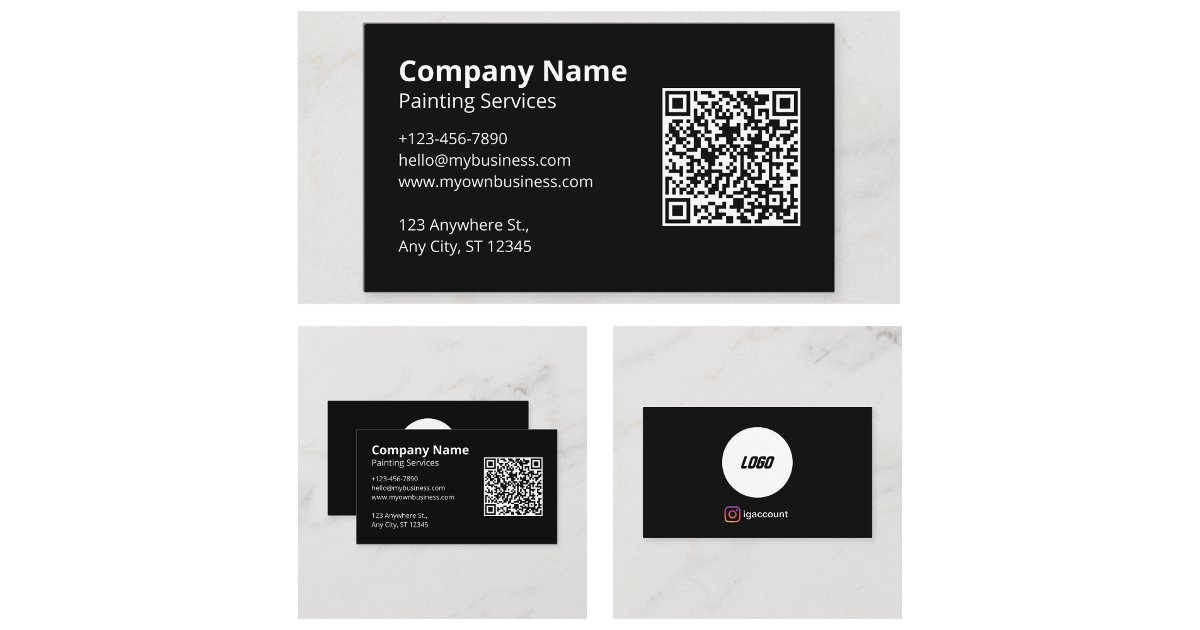Black Scannable QR Code Painter Business Card | Zazzle