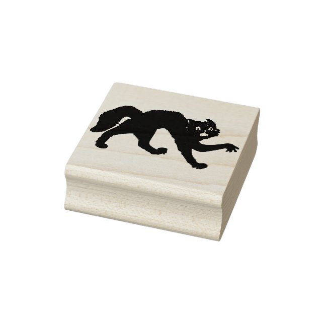 Black scary cat silhouette art stamp (Stamp)