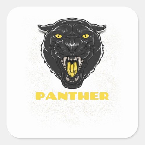 Black Scary Panther Square Sticker