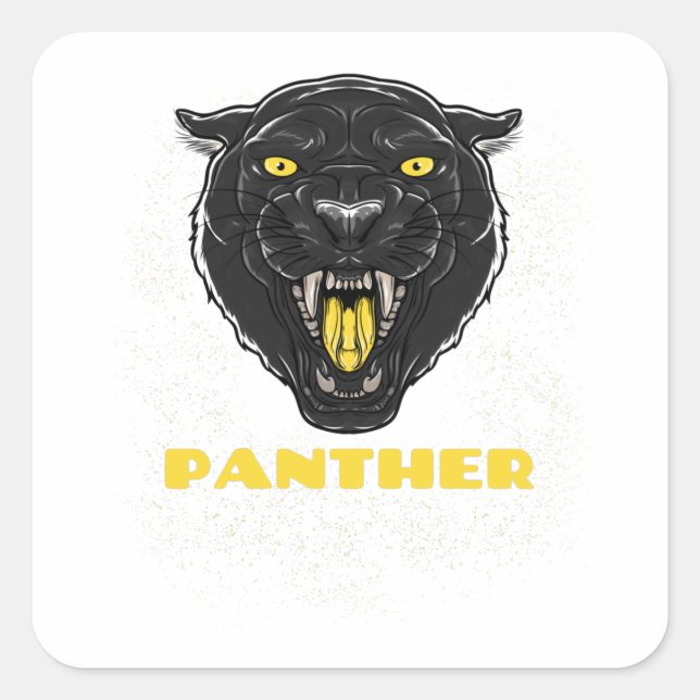 Black Scary Panther Square Sticker (Front)